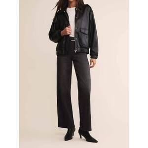 NEW Z SUPPLY idols faux leather bomber jacket in black